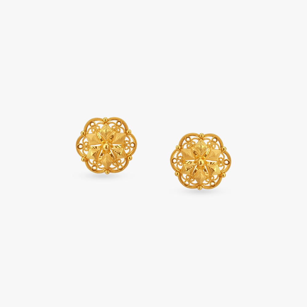 

Heritage Bloom Gold Stud Earrings