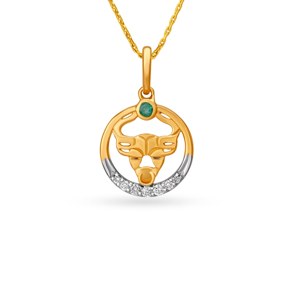 Emerald Taurus Diamond Pendant