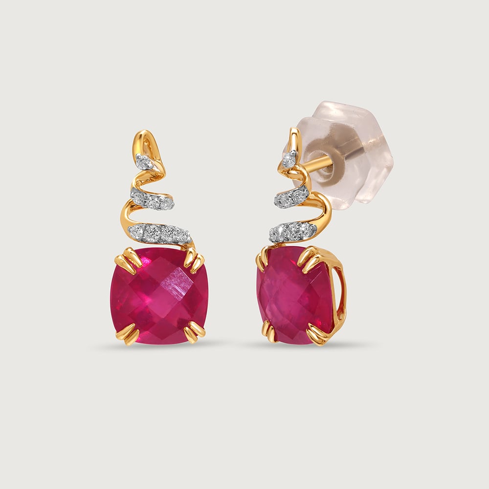 Classically Chic 14KT Ruby & Diamond  Stud Earrings,,hi-res image number null