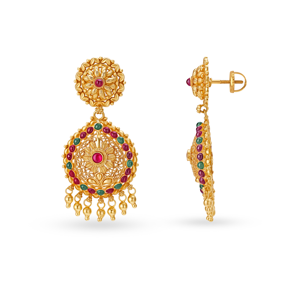 Traditional Gold Drop Earrings,,hi-res image number null
