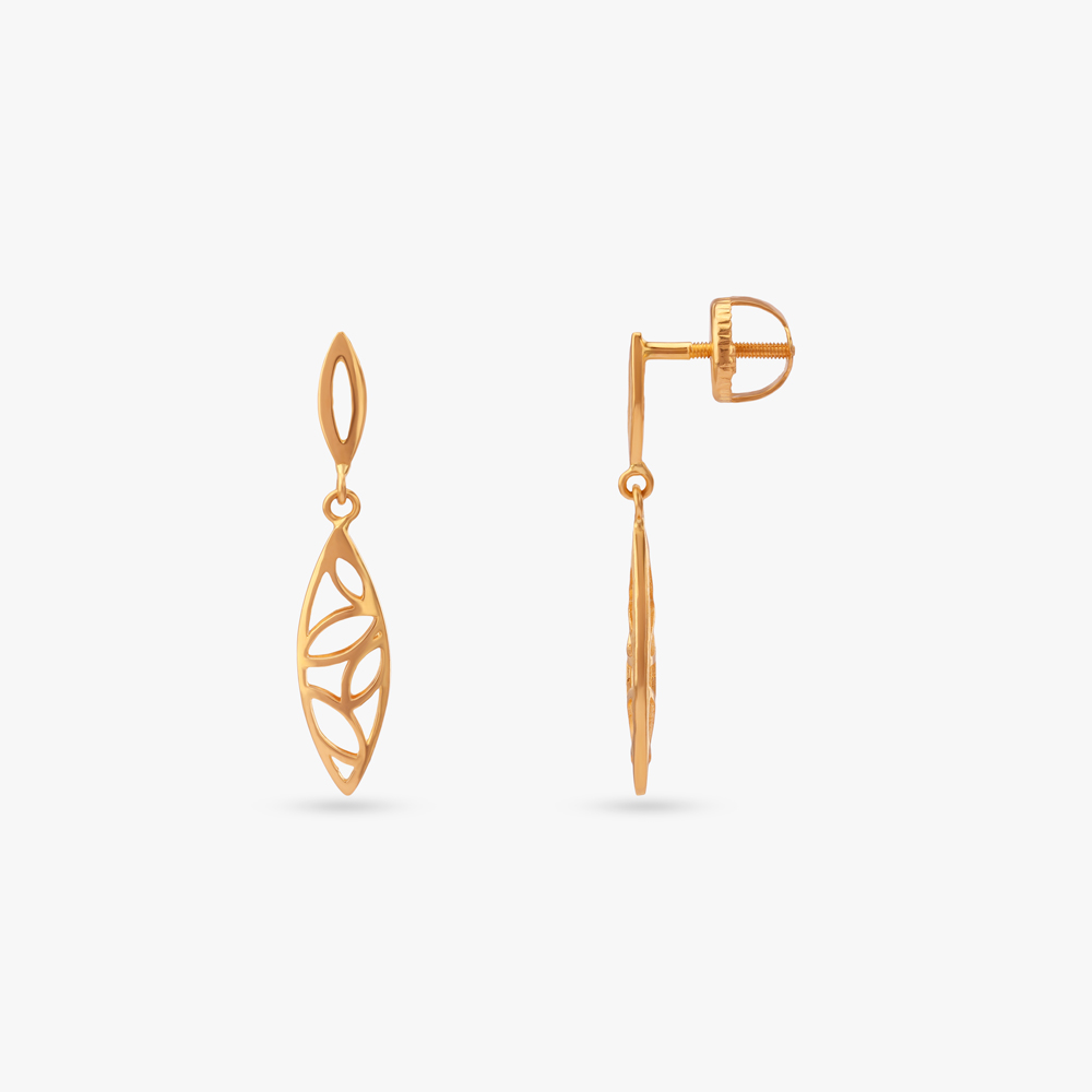 Leaf Drift Gold Drop Earrings,,hi-res image number null
