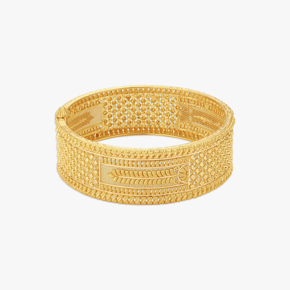 Spectacular 22 Karat Yellow Gold Floral Bead Bangle,,hi-res image number null