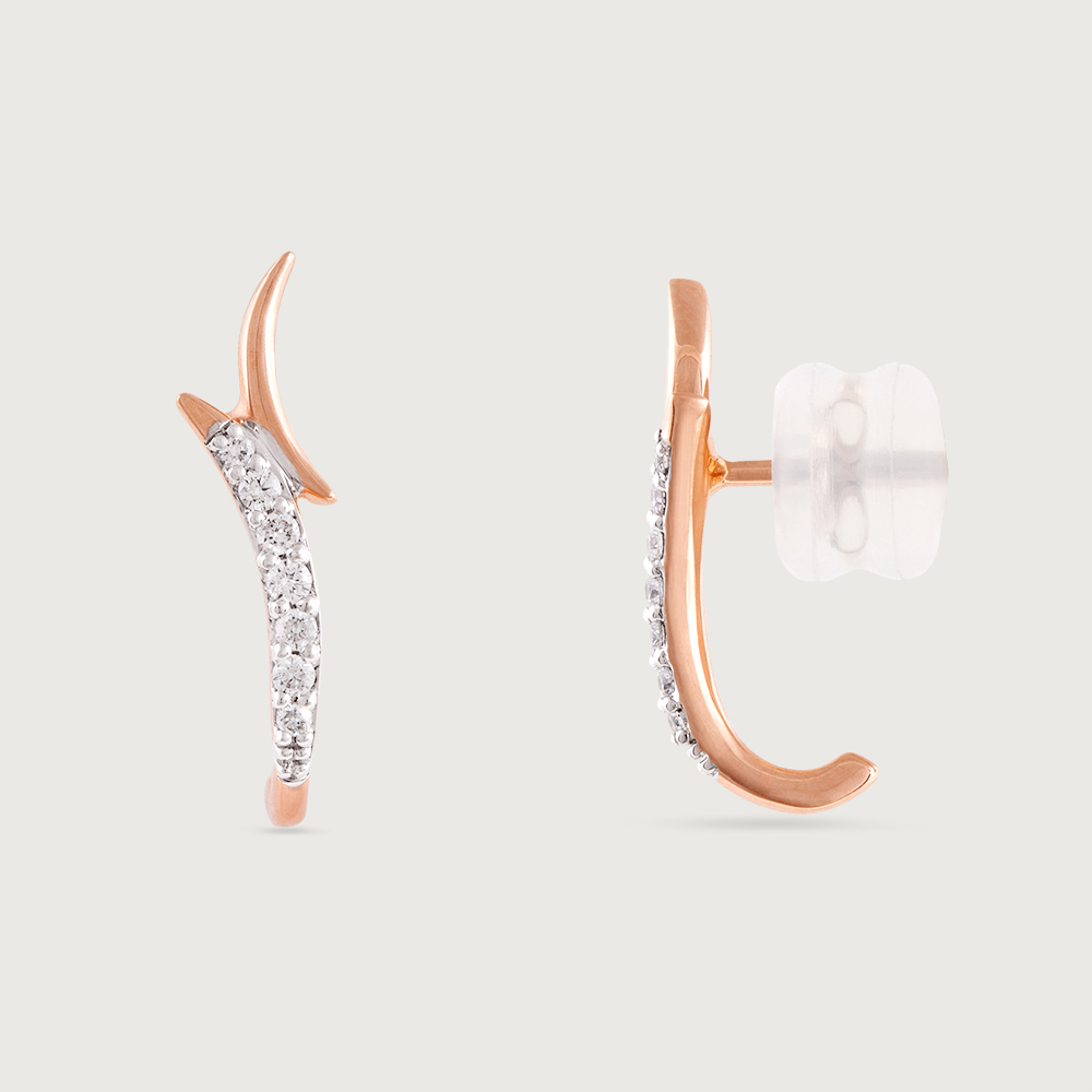 Sculpted Shine Gold & Diamond Stud Earrings,,hi-res image number null