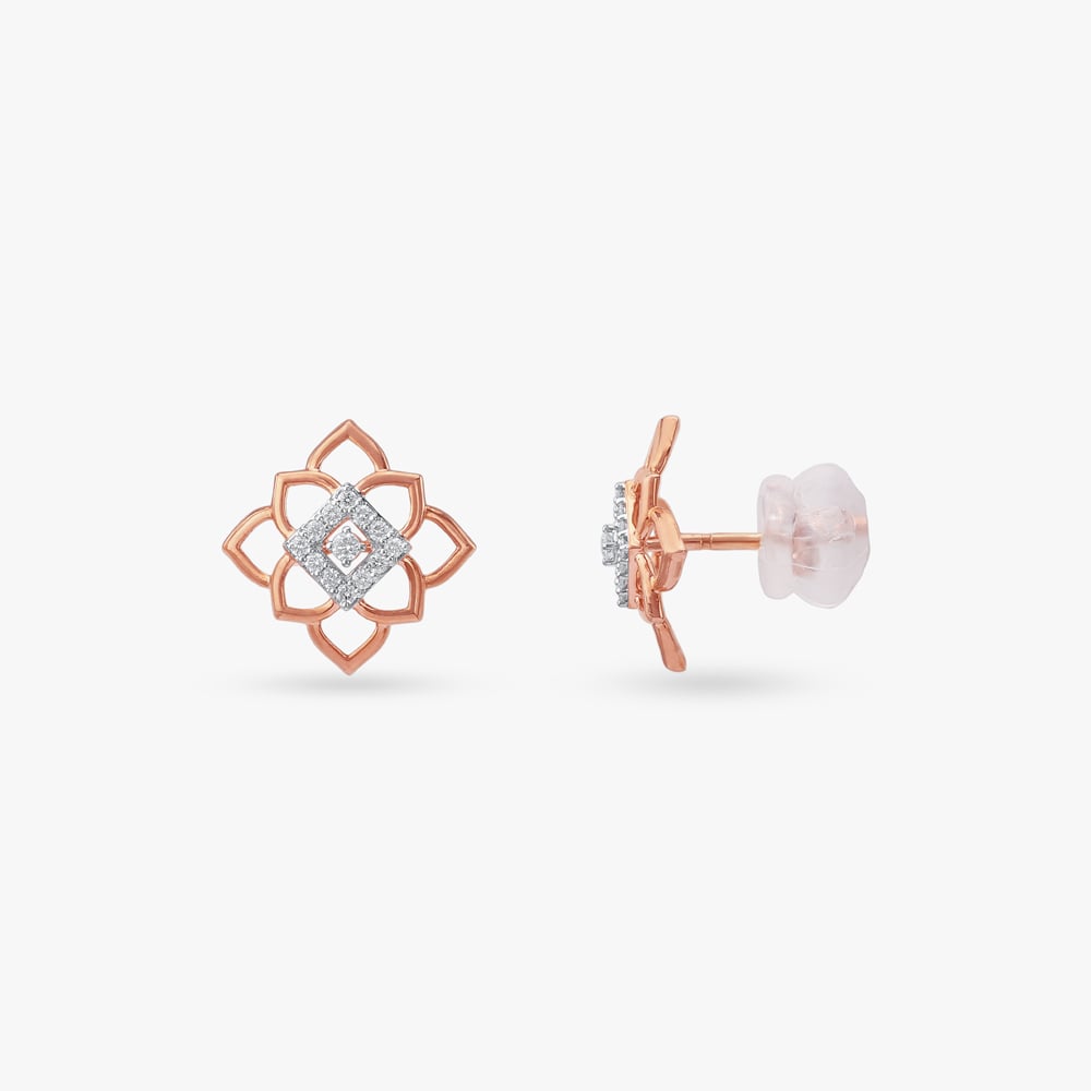 Mystic Petal Diamond Stud Earrings,,hi-res image number null