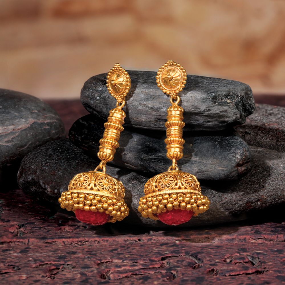 Intricate Floral Jhumkis