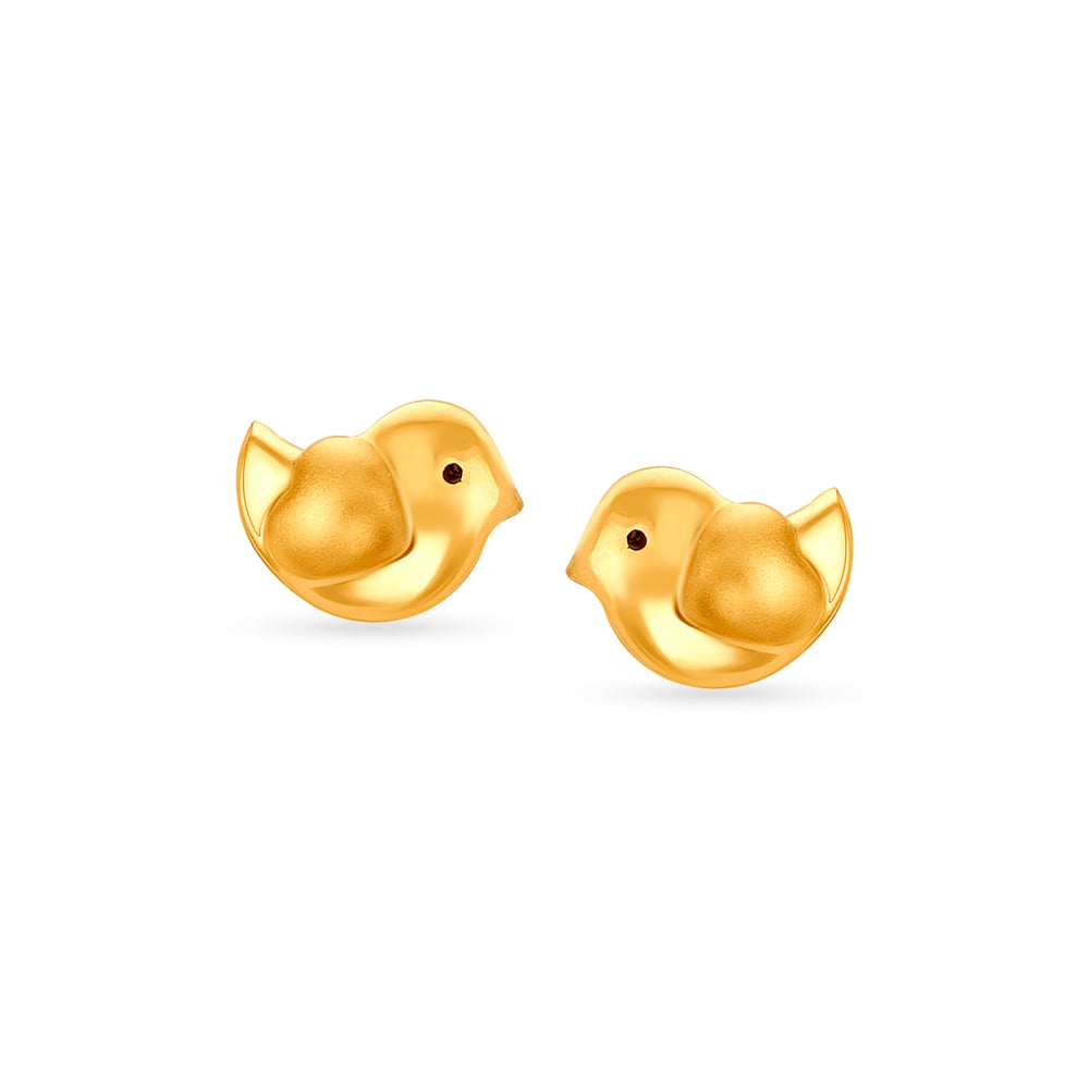 

Contemporary Sparrow Shaped Gold Stud Earrings For Kids