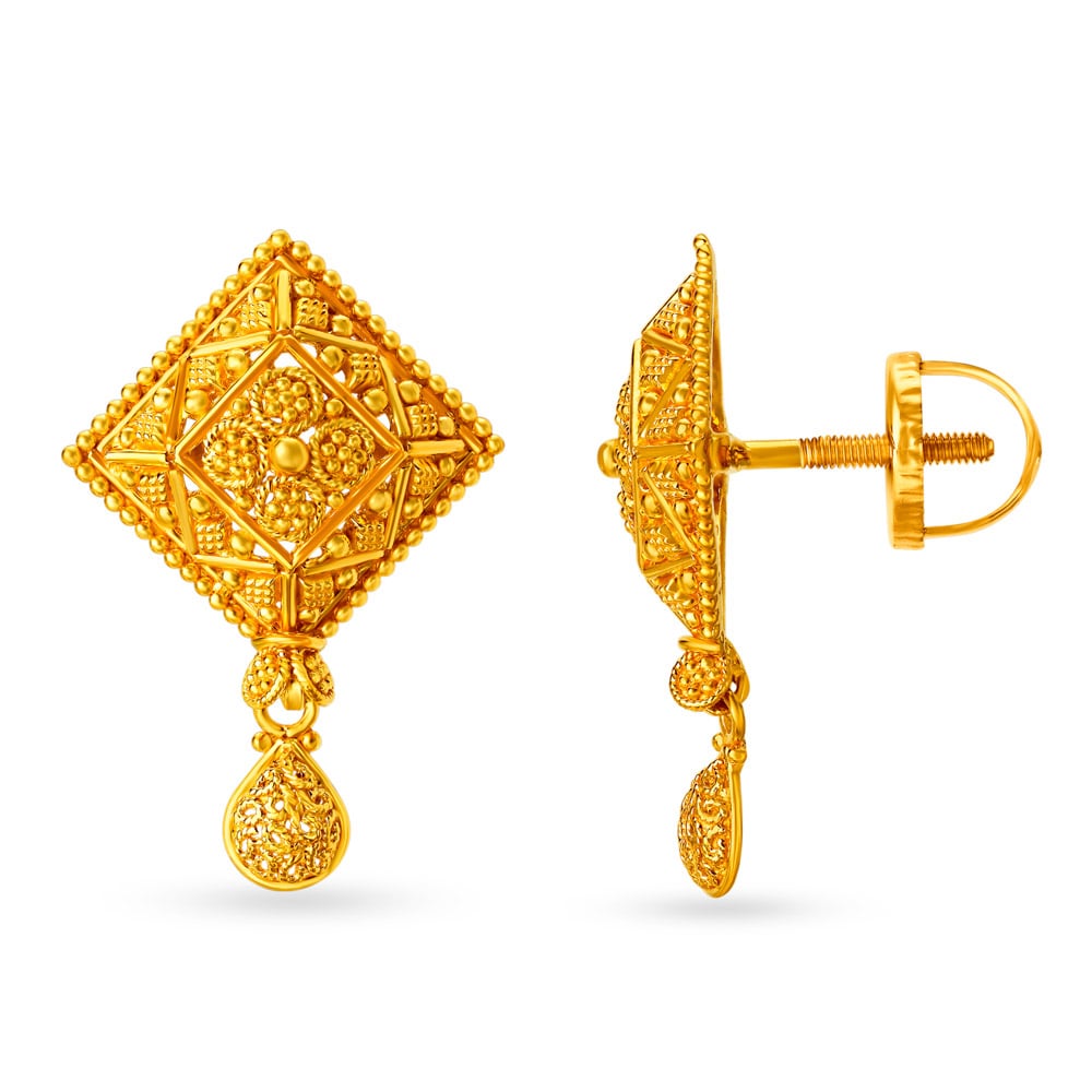 Opulent Gold Rhombus Pendant Set,,hi-res image number null