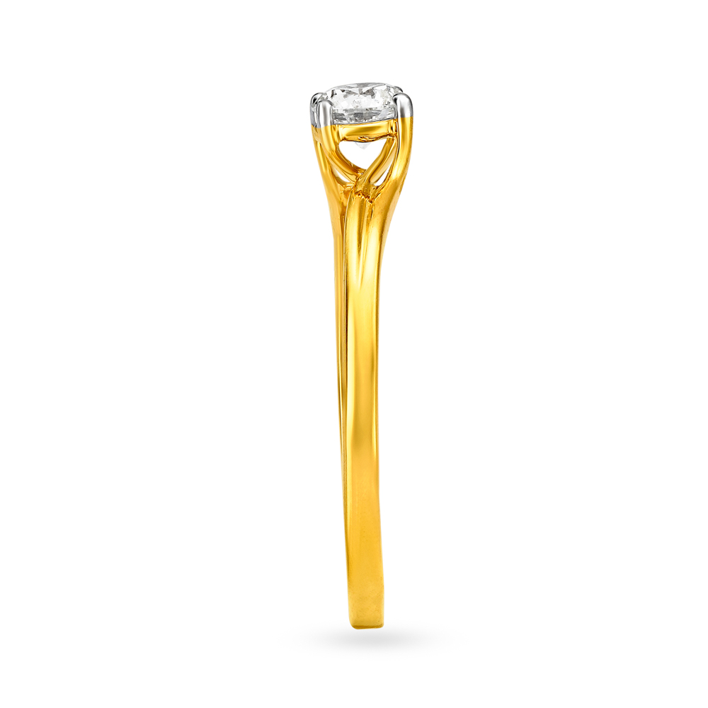 High-End 18 Karat Gold And Diamond Solitaire Finger Ring,,hi-res image number null