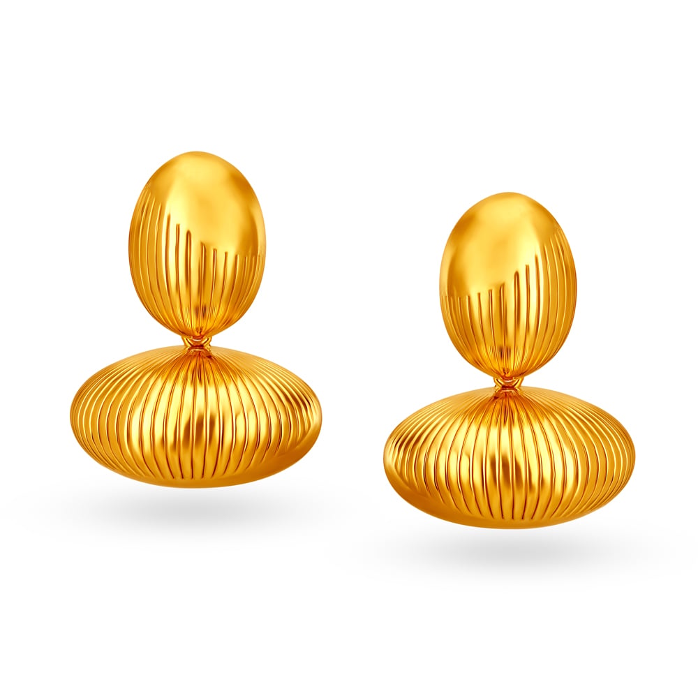 Ribbed Gold Drop Earrings,,hi-res image number null