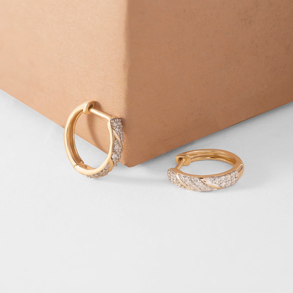 Refined Luxe Gold & Diamond Hoop Earrings,,hi-res image number null