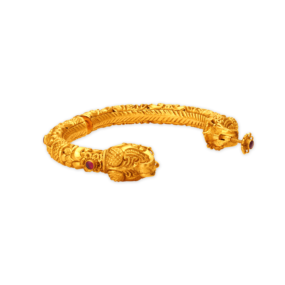 Regal Elephant Head Bangle with Precious Stones,,hi-res image number null