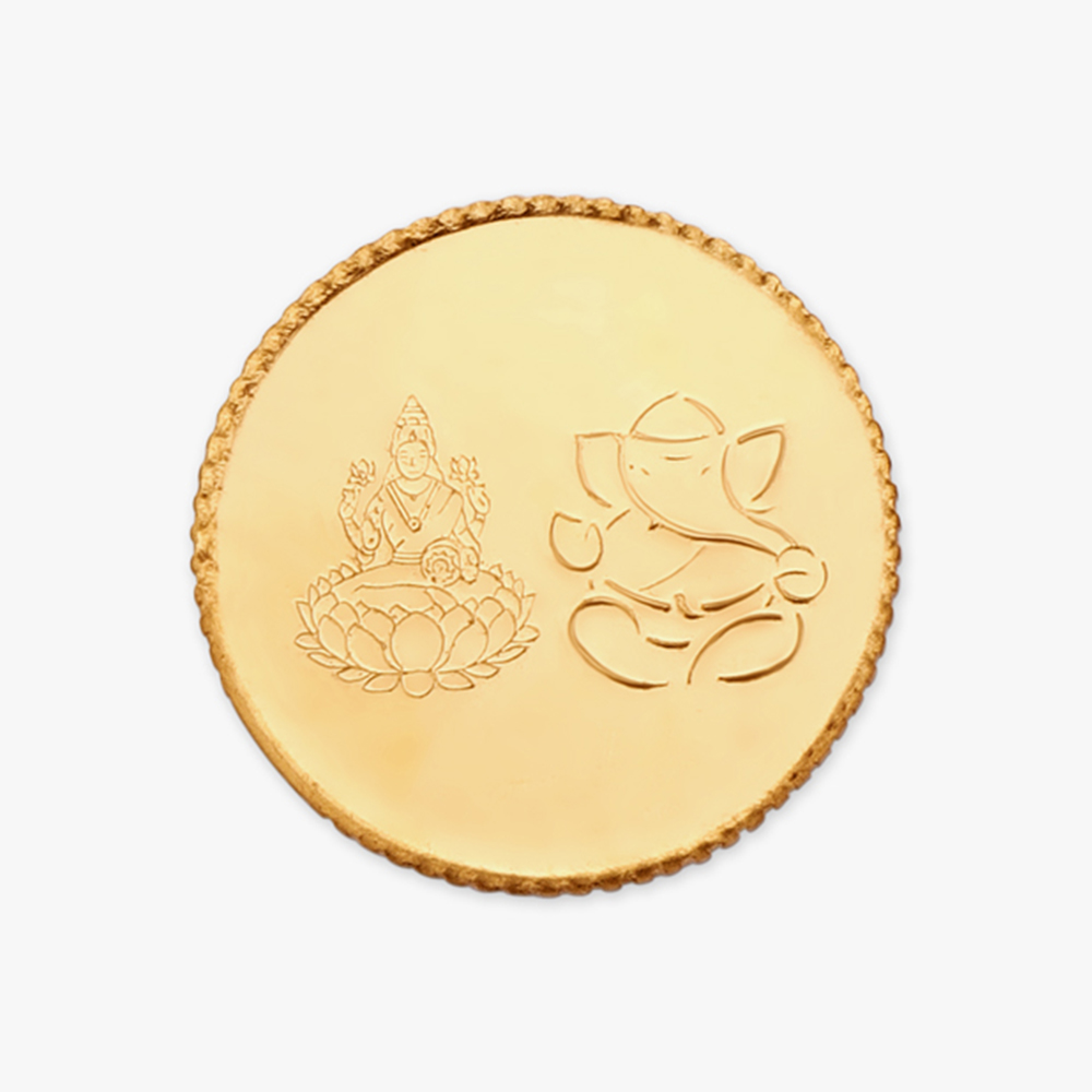 1 gram 24 Karat Gold Coin with Lakshmi Ganesha Motif
