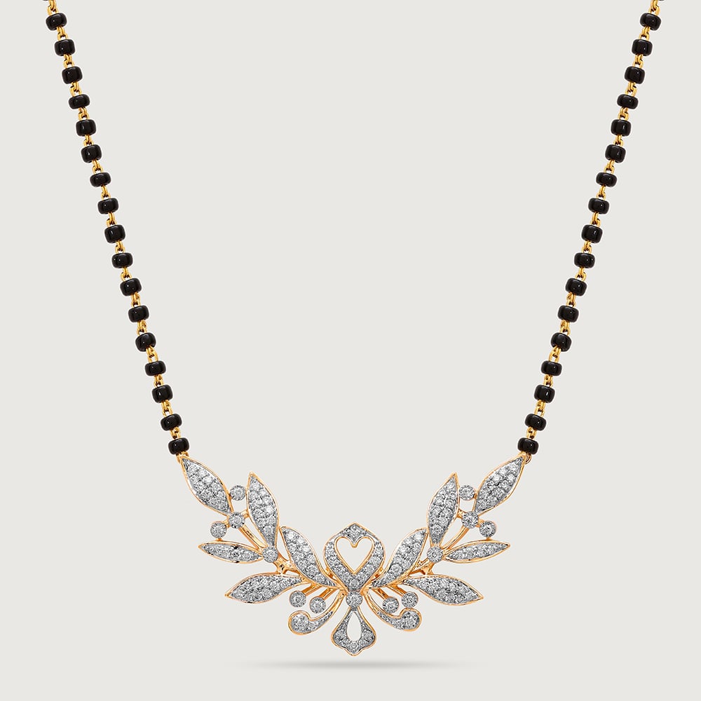 Enchanted Leaves 14 Kt Gold and Diamond Mangalsutra,,hi-res image number null