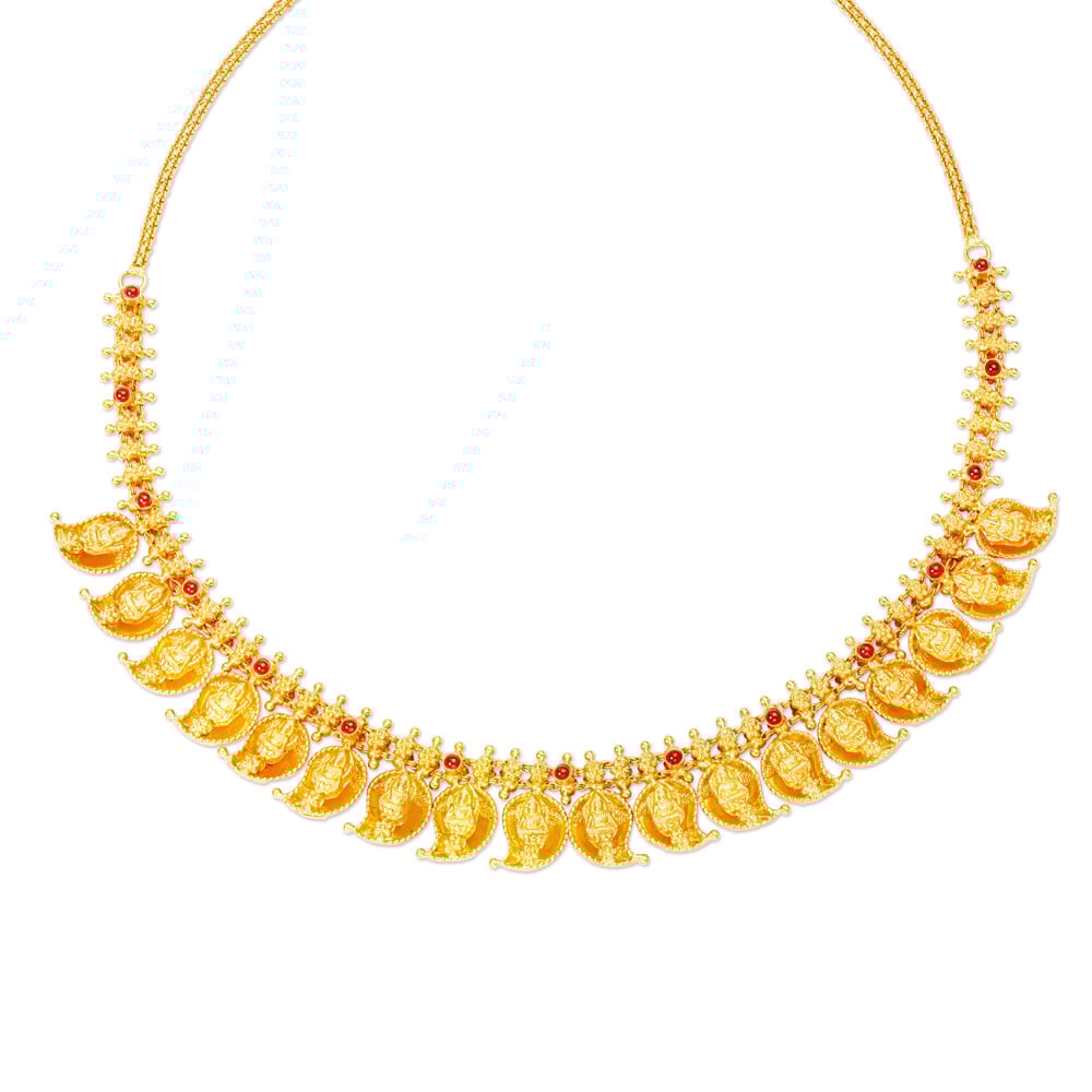 Mango Pattern Gold Necklace Set for the Brides in the South of India,,hi-res image number null