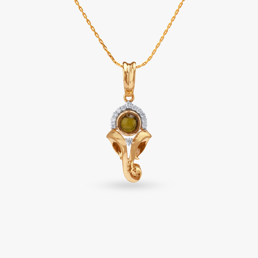 Modern Ganesha Diamond Pendant,,hi-res image number null
