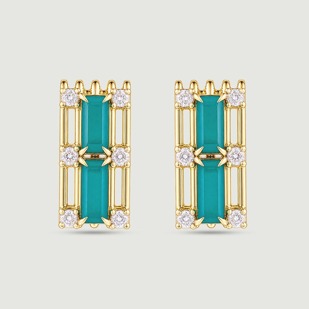 Sleek Cascading Green Onyx Hoop Earrings,,hi-res image number null