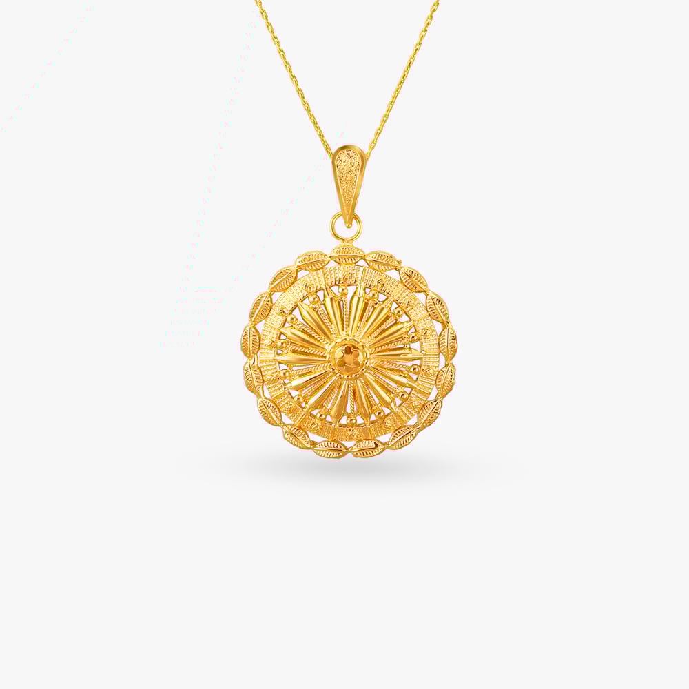Radiant Sunburst Gold Pendant and Earrings Set,,hi-res image number null