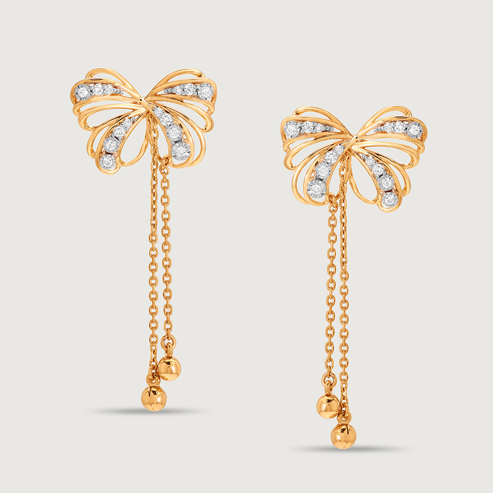 Butterfly Blush 14KT Gold & Diamond Drop Earrings,,hi-res image number null