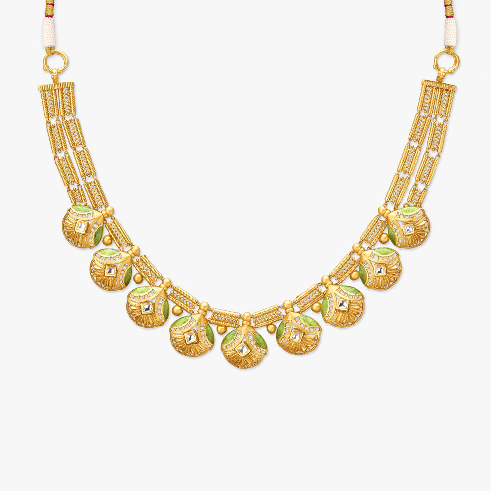 Frosted Petals Gold Necklace set,,hi-res image number null