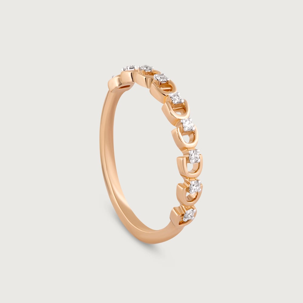 Shimmering Loop Gold & Diamond Finger Ring,,hi-res image number null