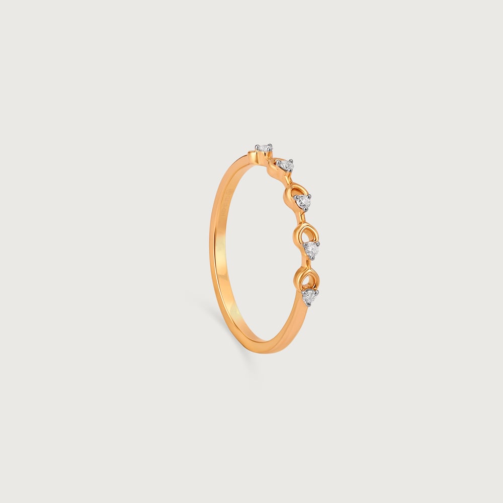 Delicate Loop Gold & Diamond Finger Ring,,hi-res image number null