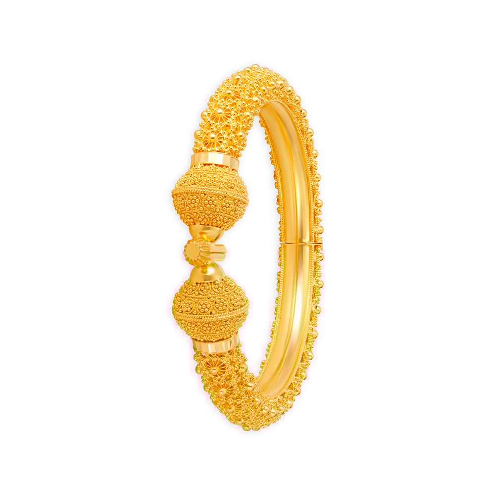 Elaborate 22 Karat Yellow Gold Beaded Wheel Bangle,,hi-res image number null