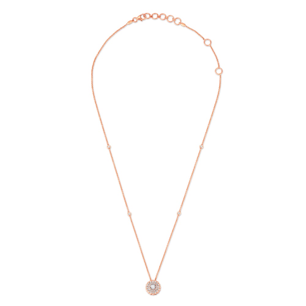 Graceful Floral Diamond Pendant with Chain in White and Rose Gold,,hi-res image number null
