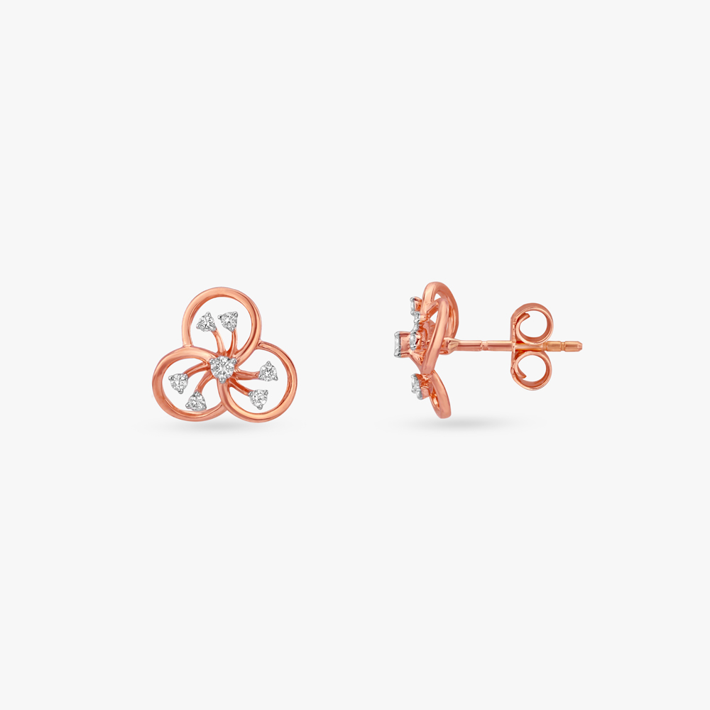 Rosy Clover Diamond Stud Earrings,,hi-res image number null