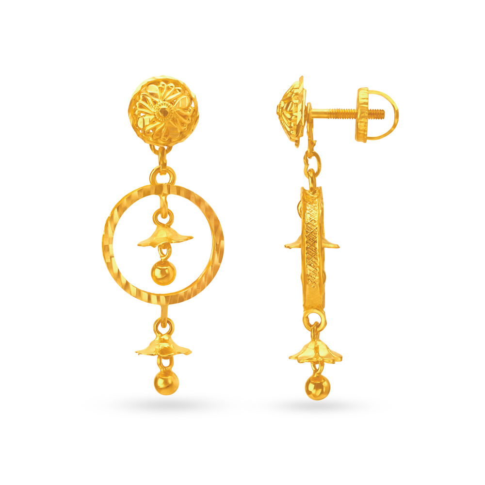 Enticing 22 Karat Yellow Gold Floral Drops,,hi-res image number null
