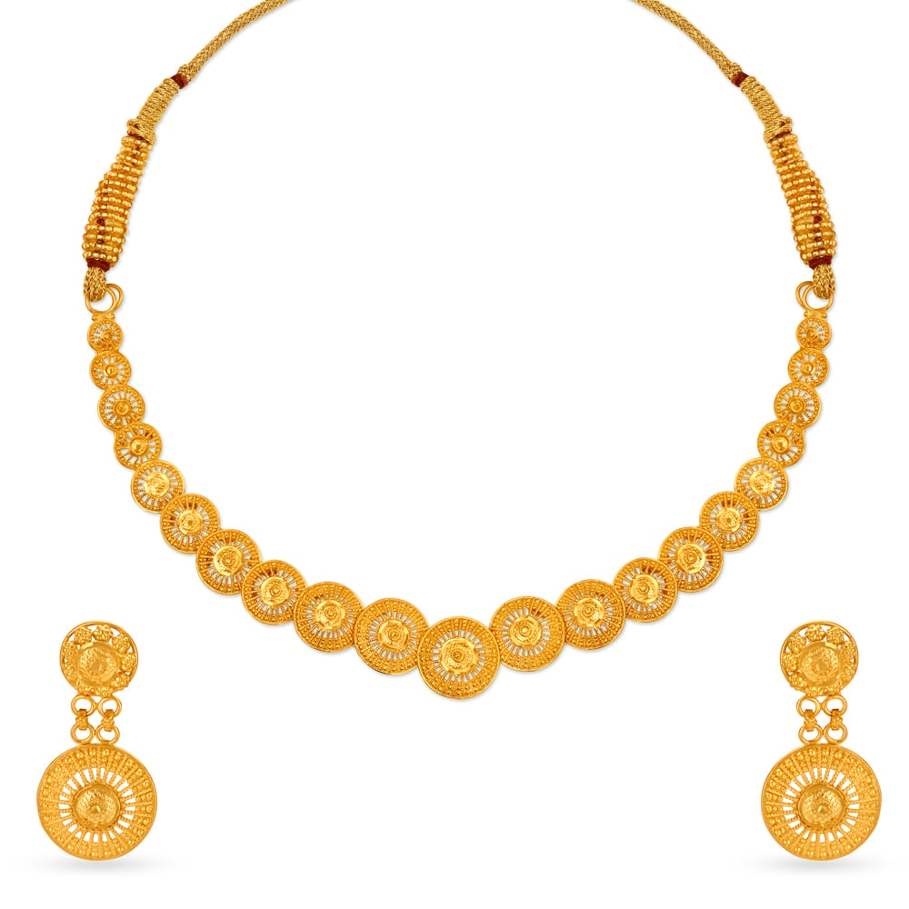 Circular Gold Necklace Set