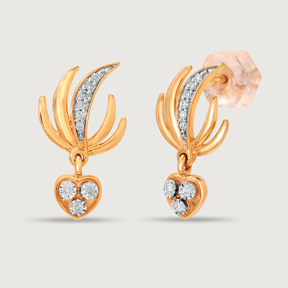 Heartbeat Wingspan 14KT Gold & Diamond Drop Earrings,,hi-res image number null