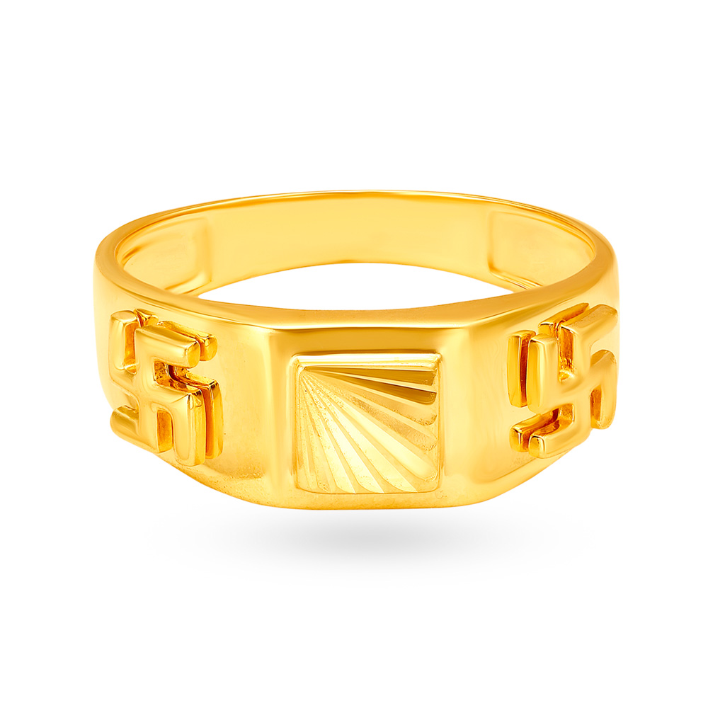 Geometric Gold Swastik Ring for Men,,hi-res image number null