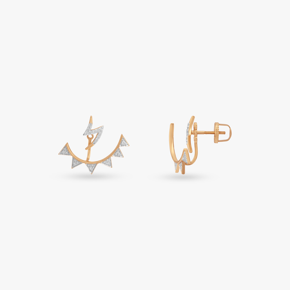 Crescent Triangle Diamond Stud Earrings,,hi-res image number null