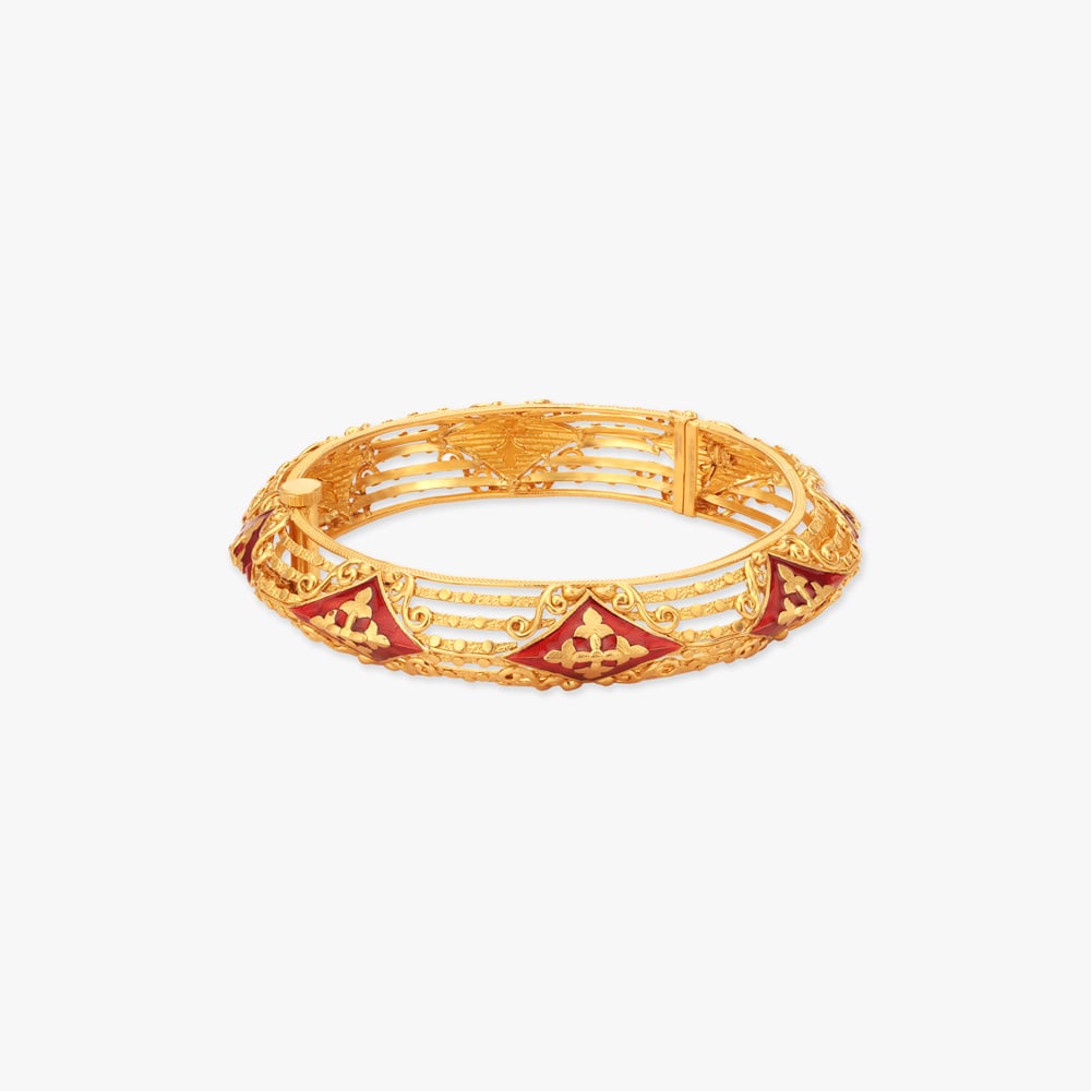 Batik Blossom Kankan Gold Bangles,,hi-res image number null
