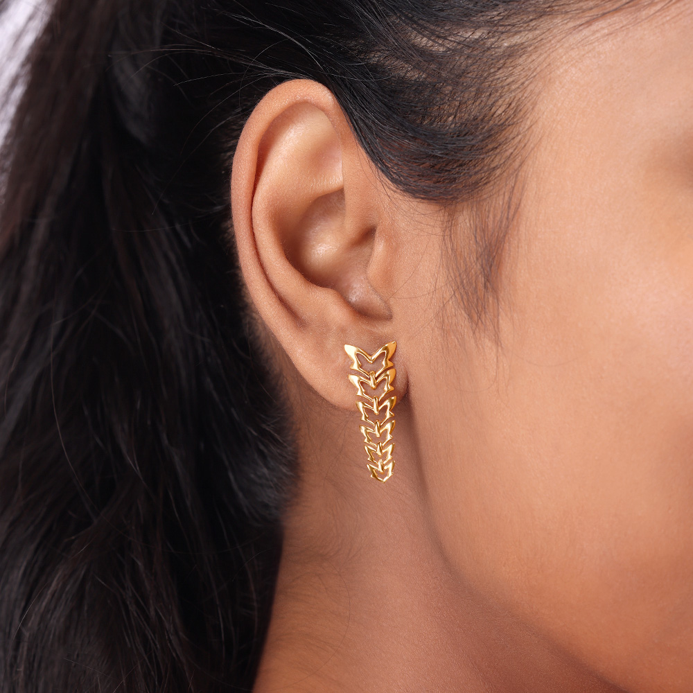Butterfly Ballet 14KT Yellow Gold Drop Earrings,,hi-res image number null
