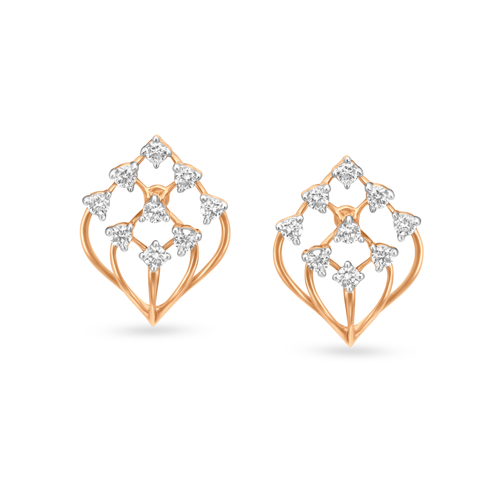 Sophisticated Dainty Diamond Stud Earrings in Rose Gold,,hi-res image number null