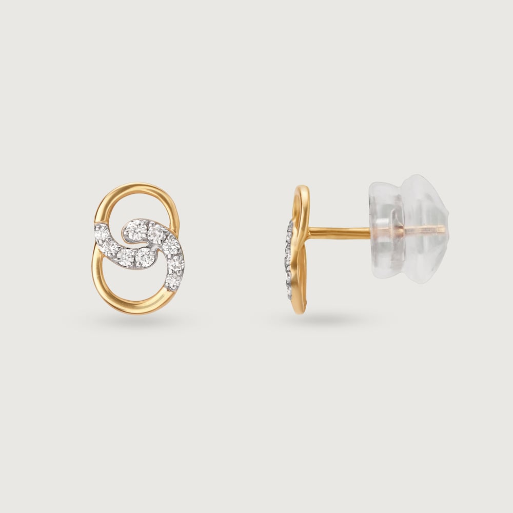Willow Whispers 14 Kt Gold & Diamond Stud Earrings,,hi-res image number null