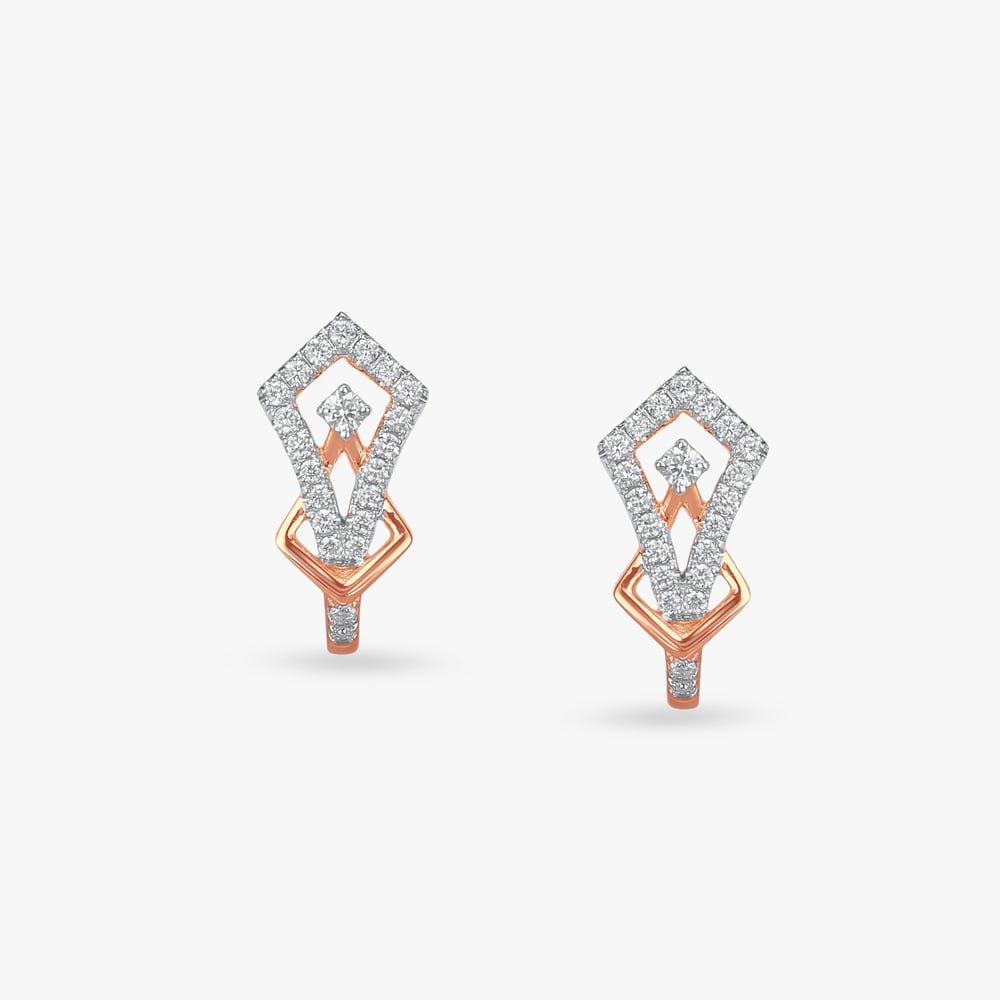 Angular Frame Diamond Hoop Earrings,,hi-res image number null