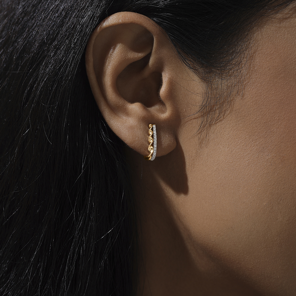 Twisted Rhythm Diamond Hoop Earrings,,hi-res image number null