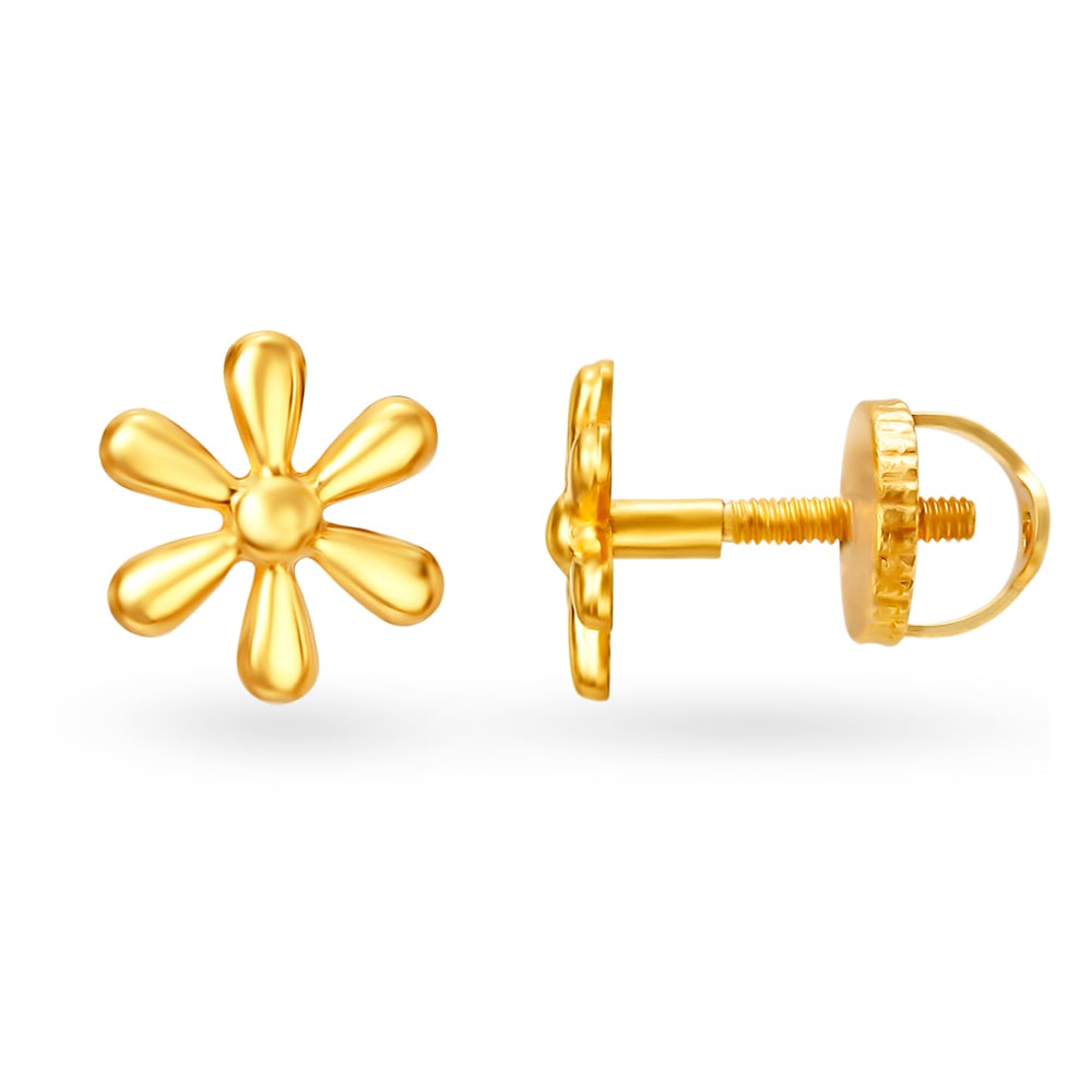 Floral Petite Gold Stud Earrings,,hi-res image number null