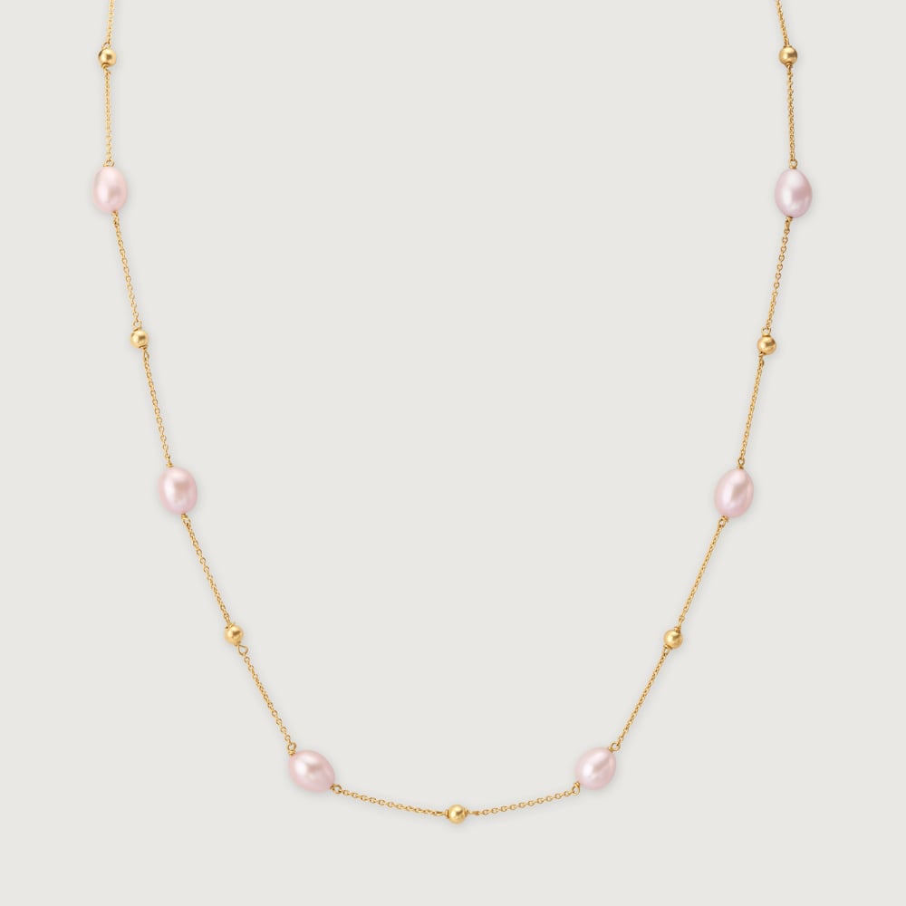 Elegant Lustrous 18KT Gold & Pearl Necklace,,hi-res image number null