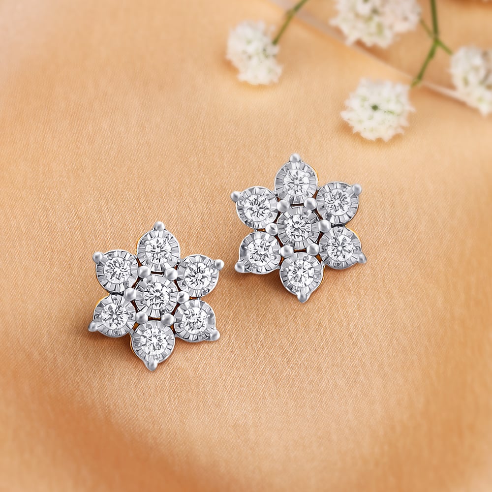 Divine Gold and Diamond Stud Earrings,,hi-res image number null