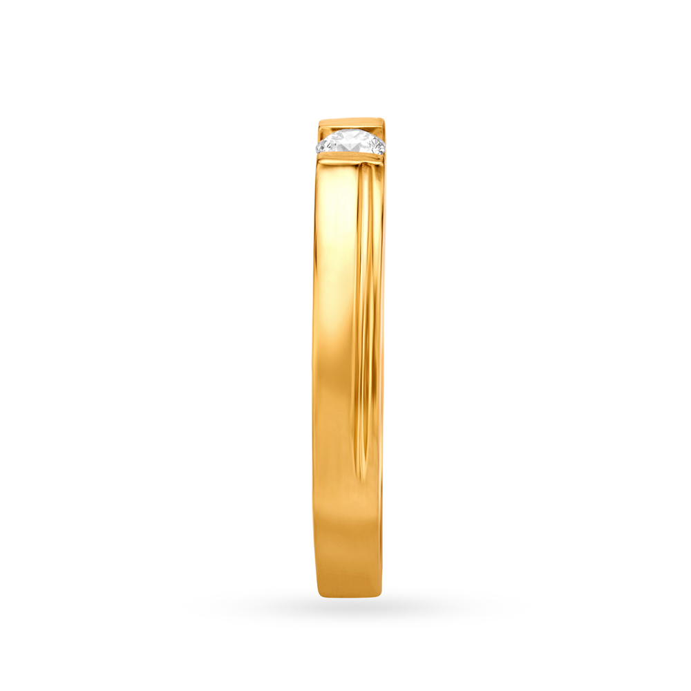 Sophisticated Minimalistic Single Stone Diamond Ring for Men,,hi-res image number null