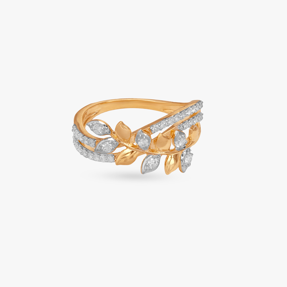 Elegant Leaf Diamond Finger Ring,,hi-res image number null