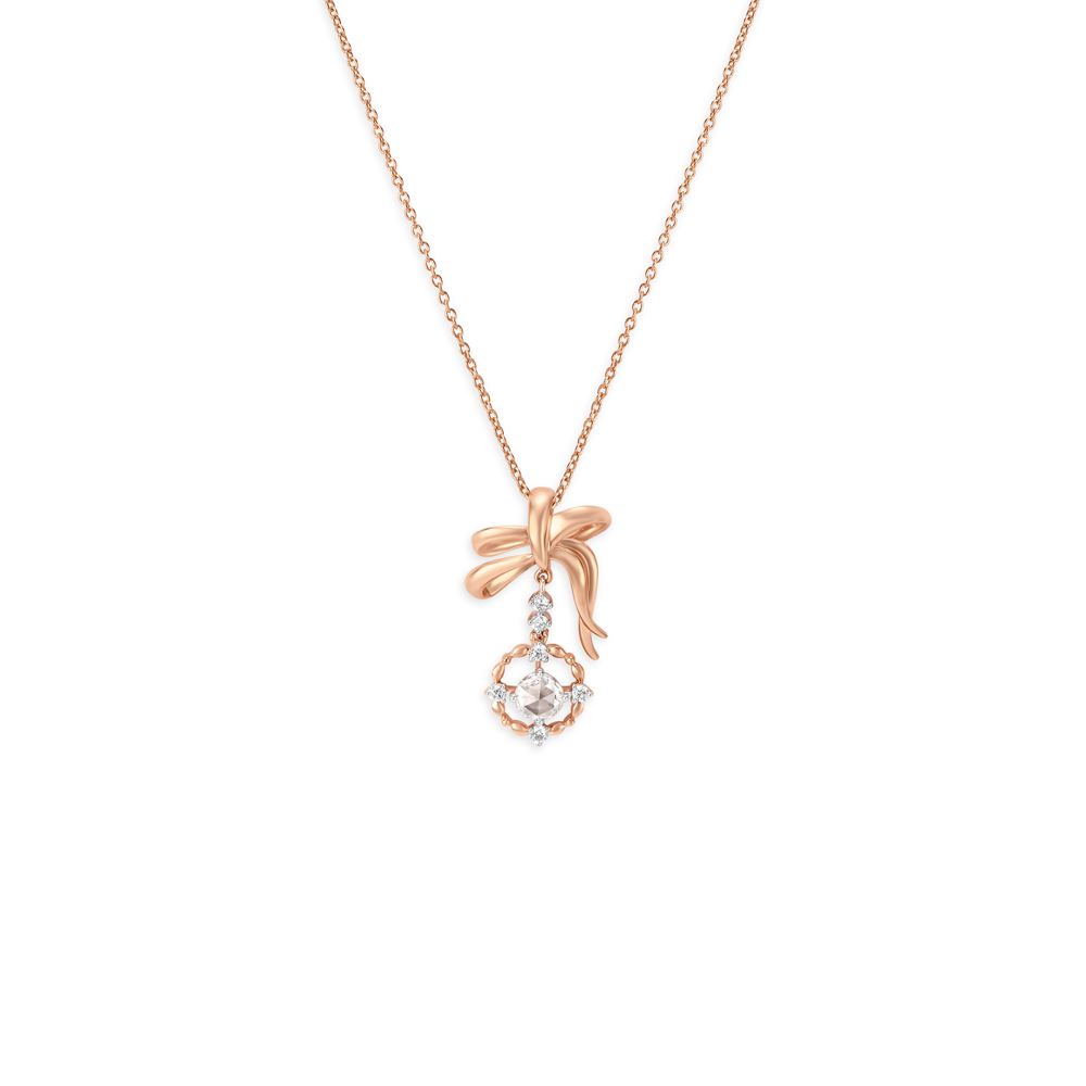 Knot-inspired 14KT Rose Gold Pendant with Chain,,hi-res image number null
