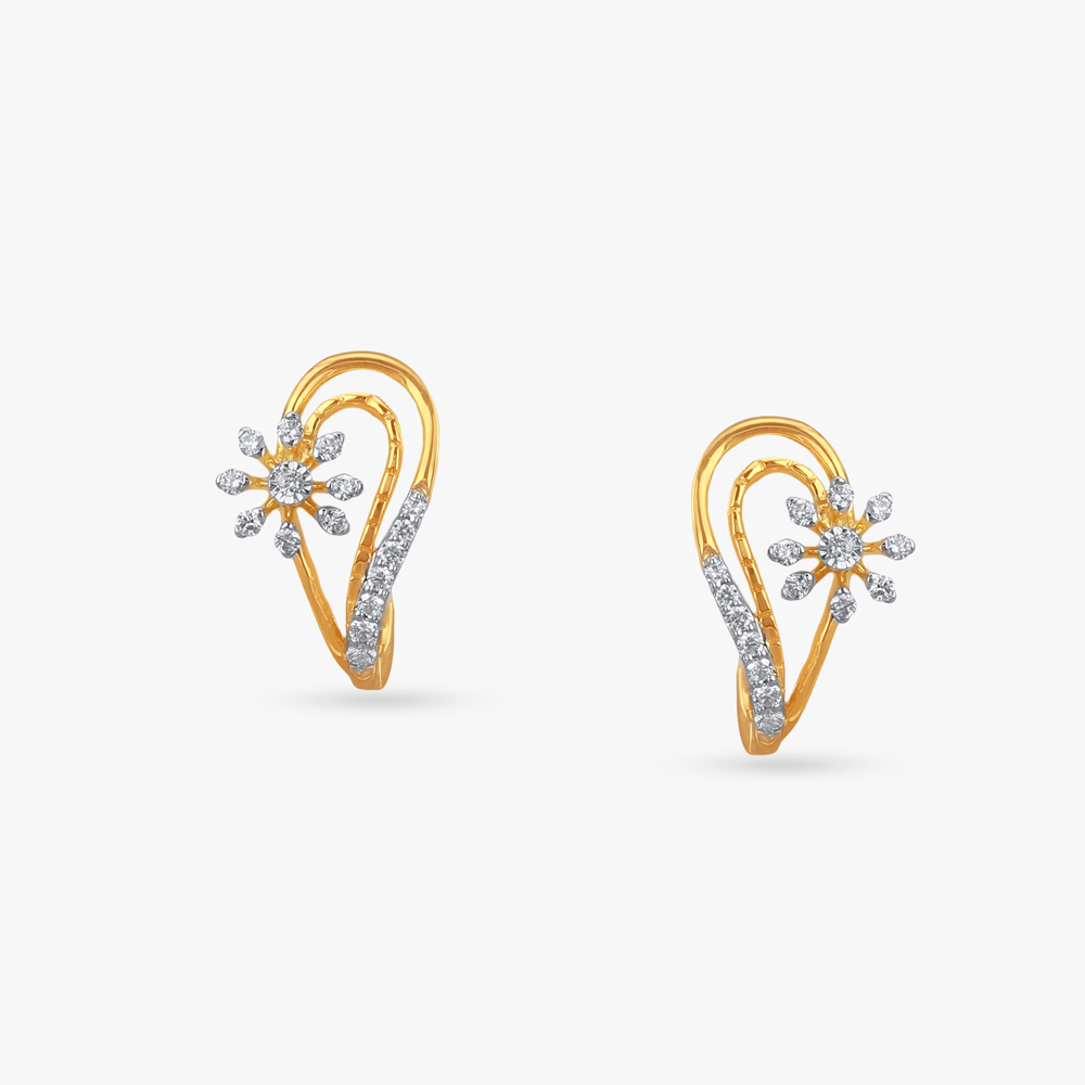 Blooming Floral Diamond Hoop Earrings,,hi-res image number null
