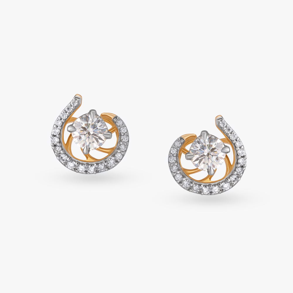 Luminary Crescent Celeste Solitaire Stud Earrings,,hi-res image number null