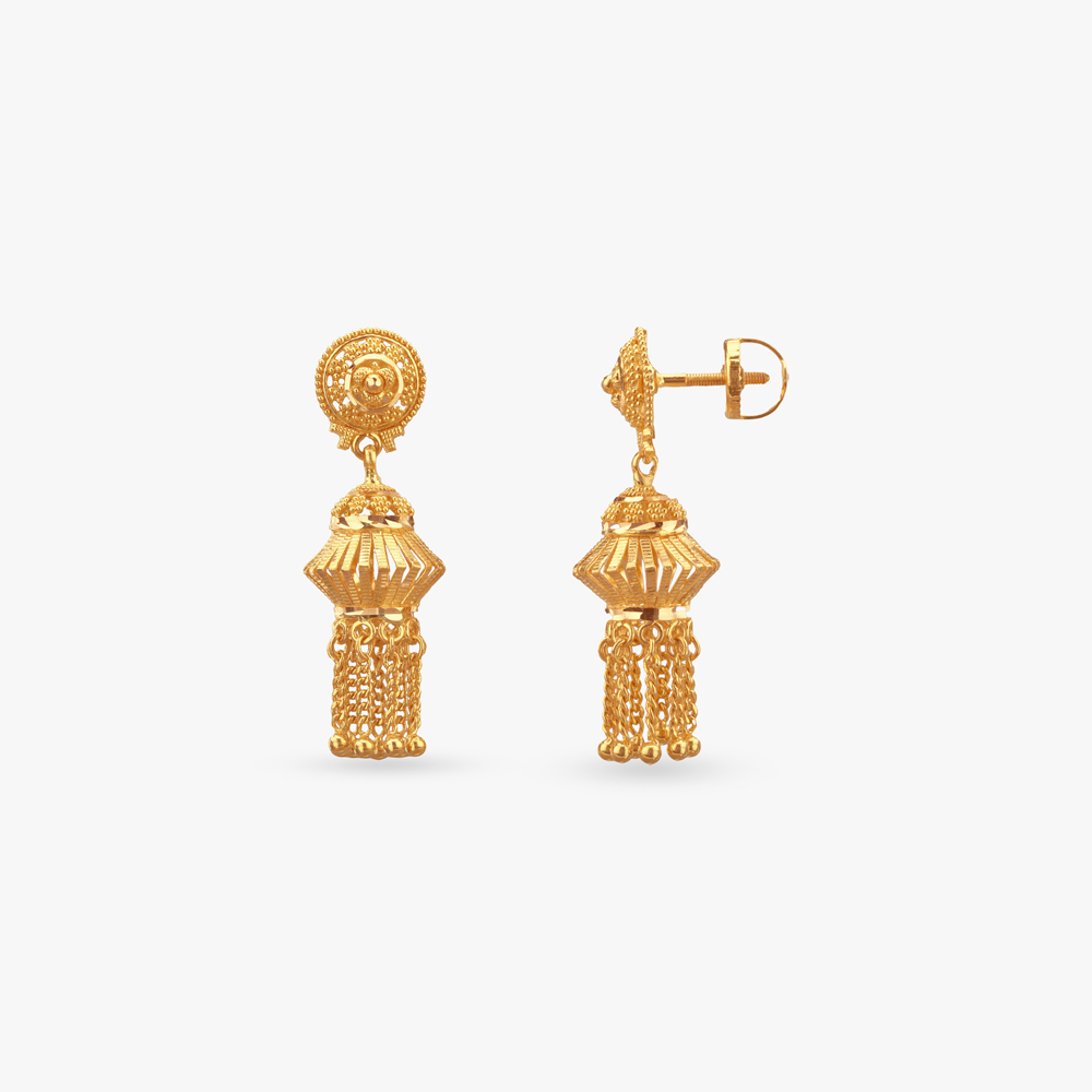 Royal Drape Gold Jhumka Earrings,,hi-res image number null