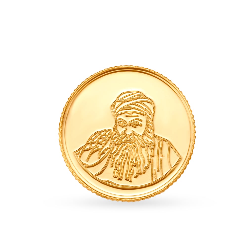 4 gram 22 Karat Gold Coin with Guru Nanak Design