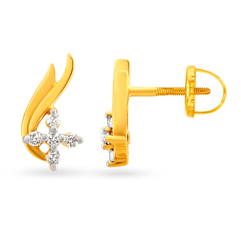 Lilium Contemporary Diamond Stud Earrings,,hi-res image number null